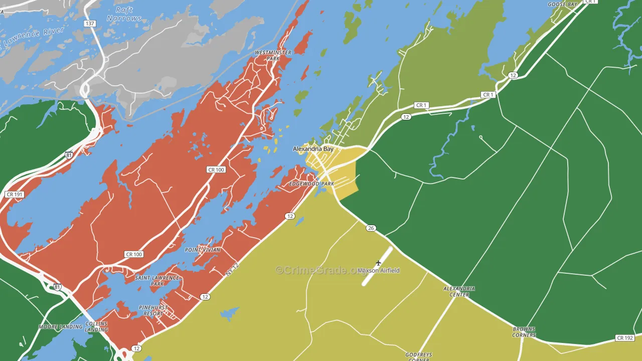 Alexandria Bay, NY Map of Drug-Related Crime Rates
