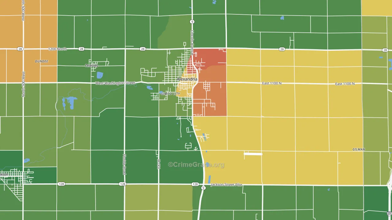 Alexandria, IN Map of Drug-Related Crime Rates