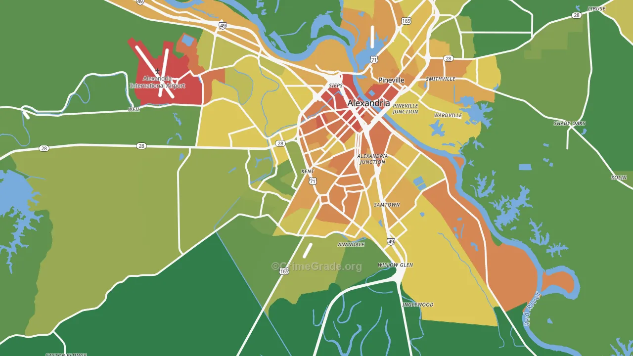 Alexandria, LA Map of Drug-Related Crime Rates