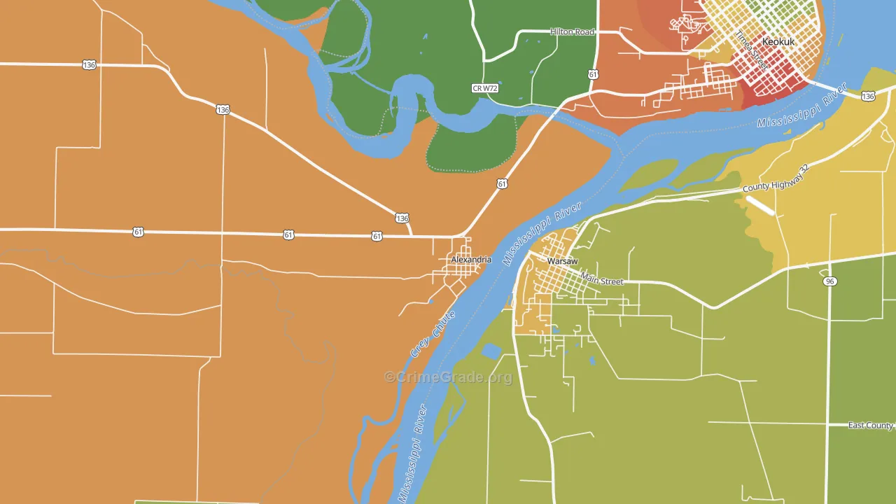 Alexandria, MO Map of Drug-Related Crime Rates