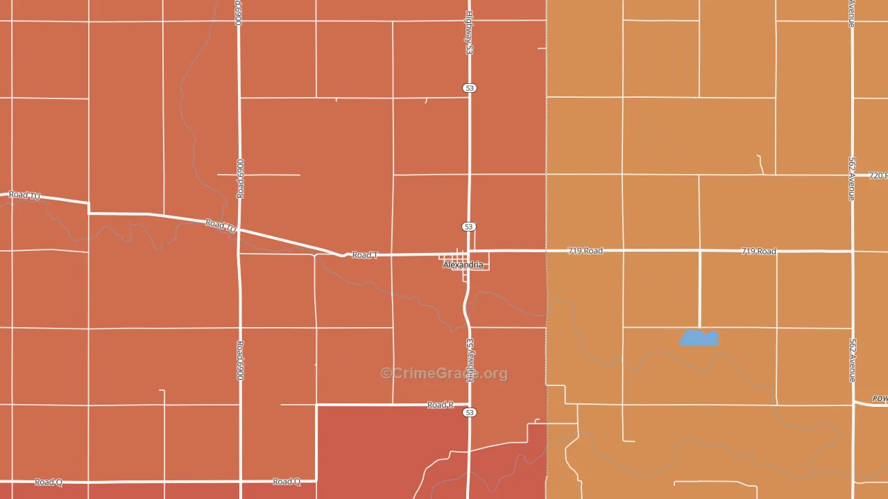 Alexandria, NE Map of Drug-Related Crime Rates