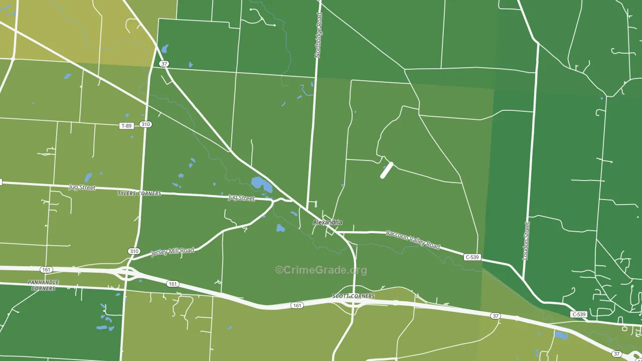 Alexandria, OH Map of Drug-Related Crime Rates