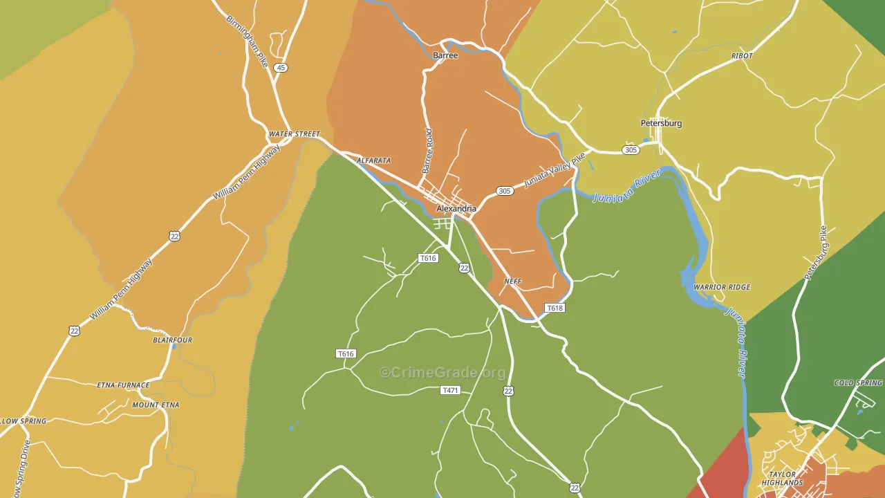 Alexandria, PA Map of Drug-Related Crime Rates