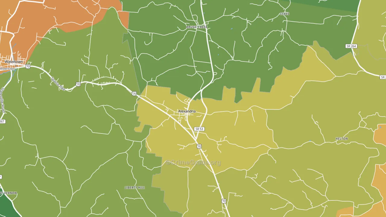 Alexandria, TN Map of Drug-Related Crime Rates