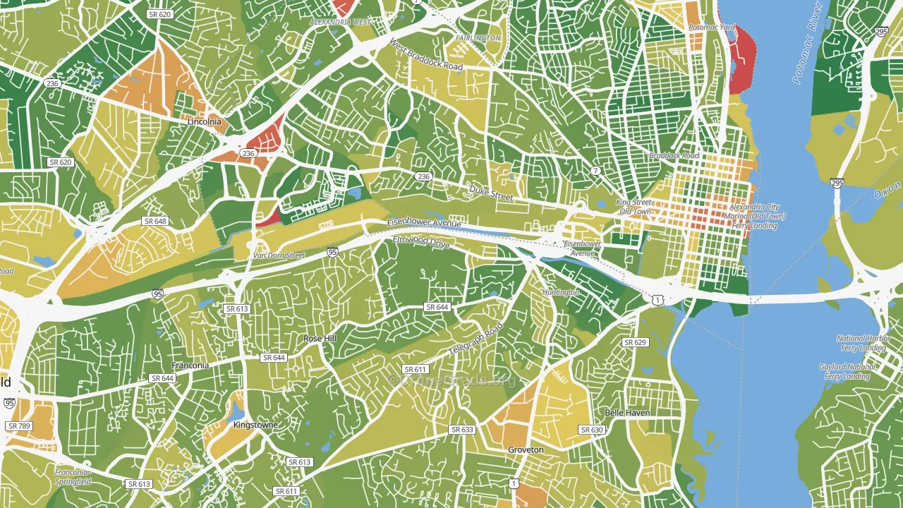 Alexandria, VA Map of Drug-Related Crime Rates