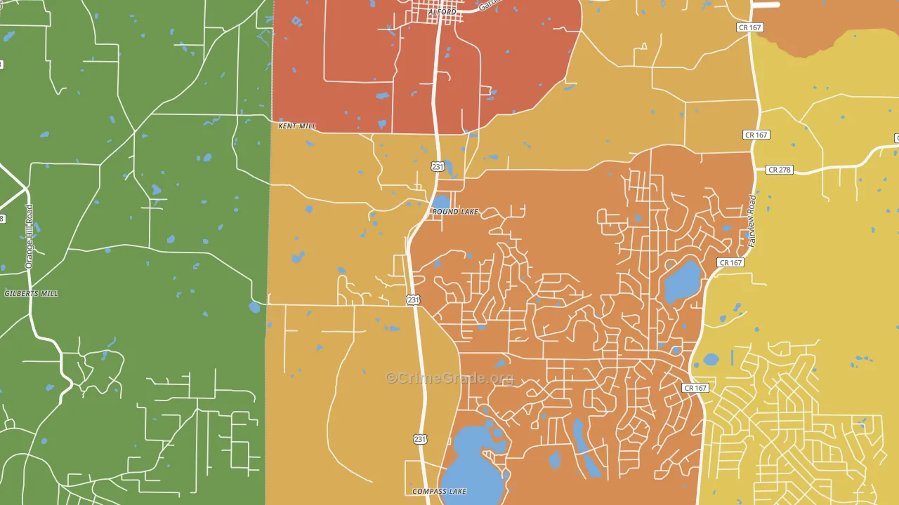 Alford, FL Map of Drug-Related Crime Rates