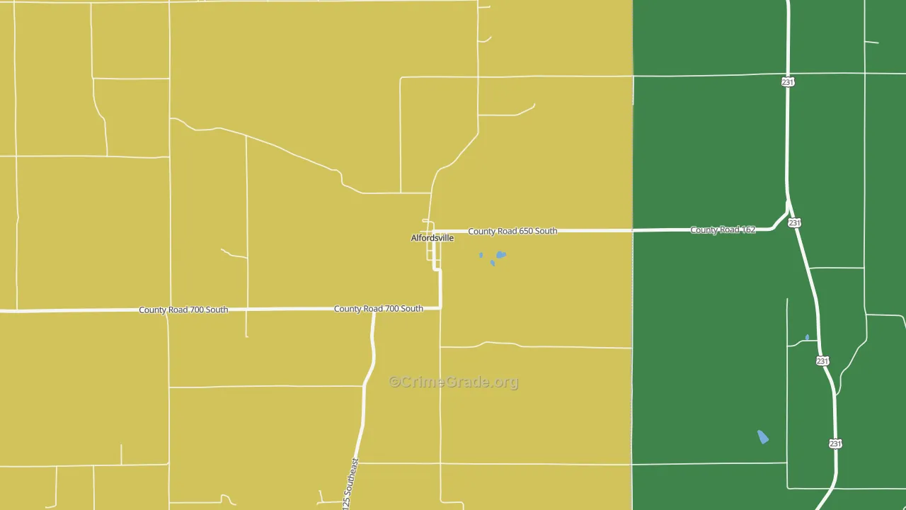 Alfordsville, IN Map of Drug-Related Crime Rates