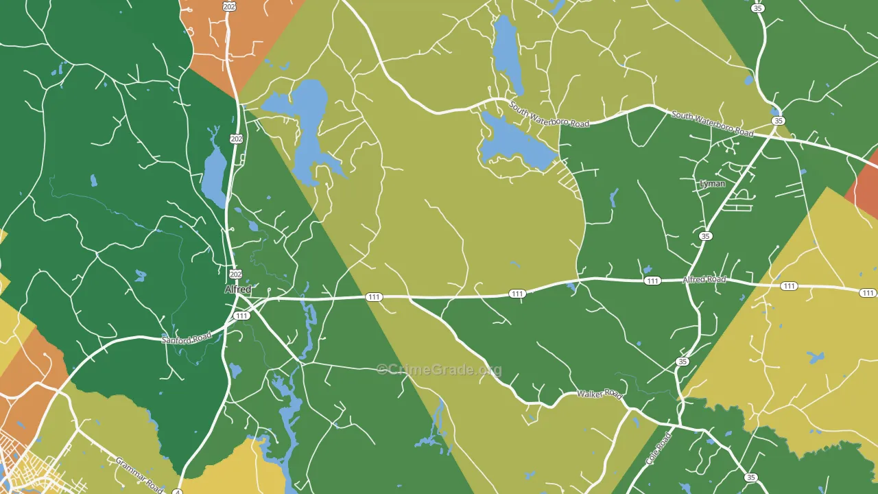 Alfred, ME Map of Drug-Related Crime Rates