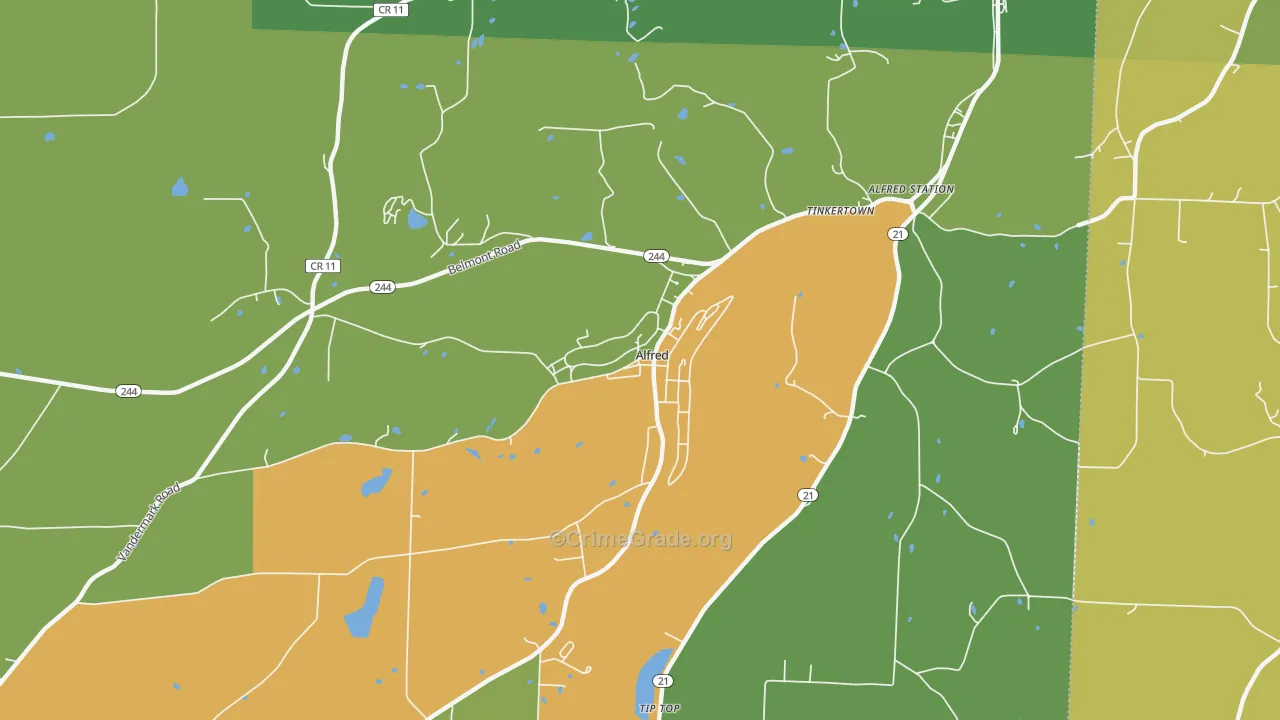 Alfred, NY Map of Drug-Related Crime Rates