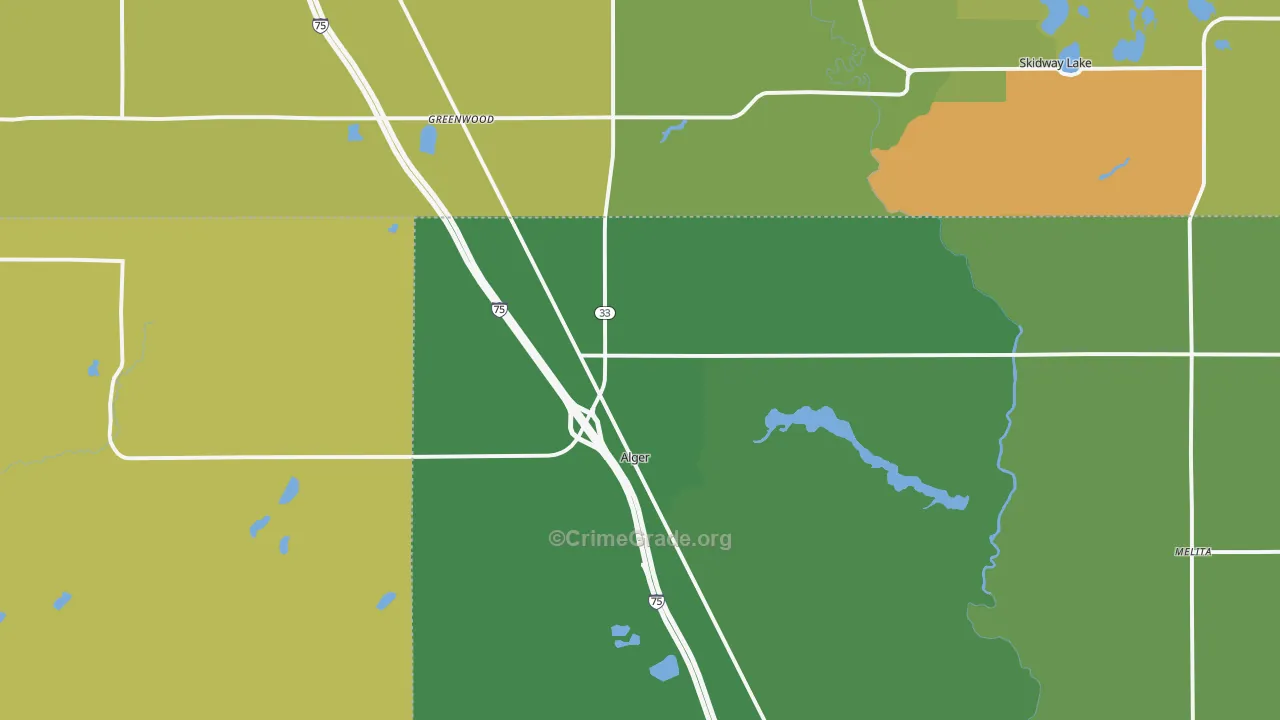Alger, MI Map of Drug-Related Crime Rates
