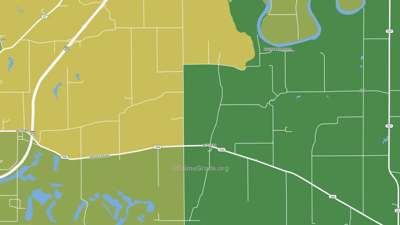 Algiers, IN Map of Drug-Related Crime Rates