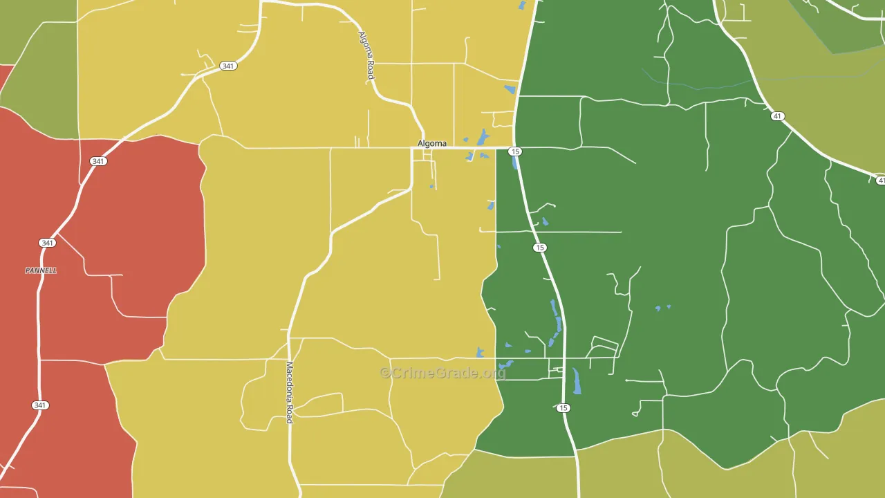 Algoma, MS Map of Drug-Related Crime Rates