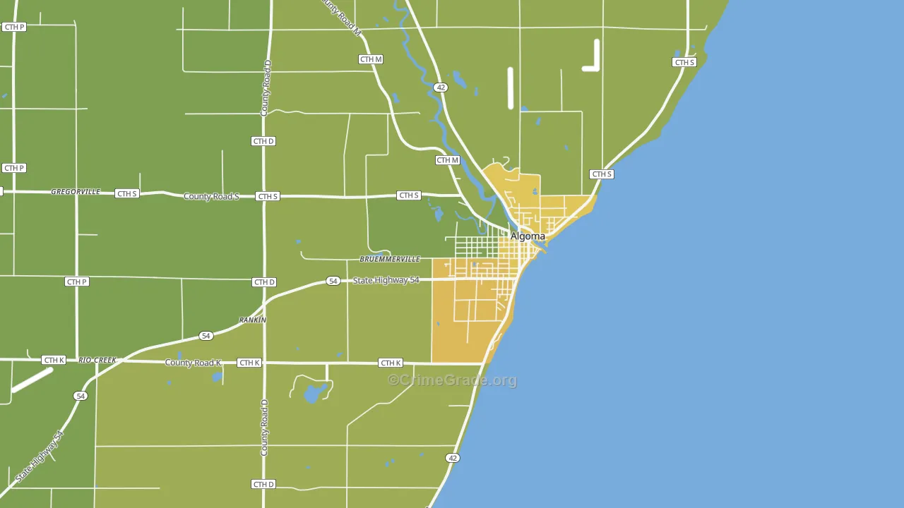 Algoma, WI Map of Drug-Related Crime Rates