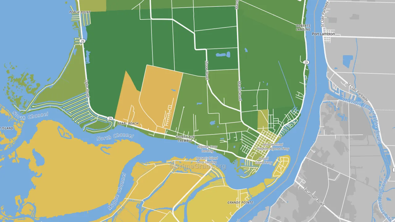 Algonac, MI Map of Drug-Related Crime Rates