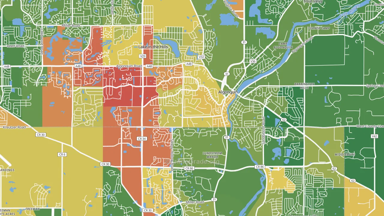 Algonquin, IL Map of Drug-Related Crime Rates