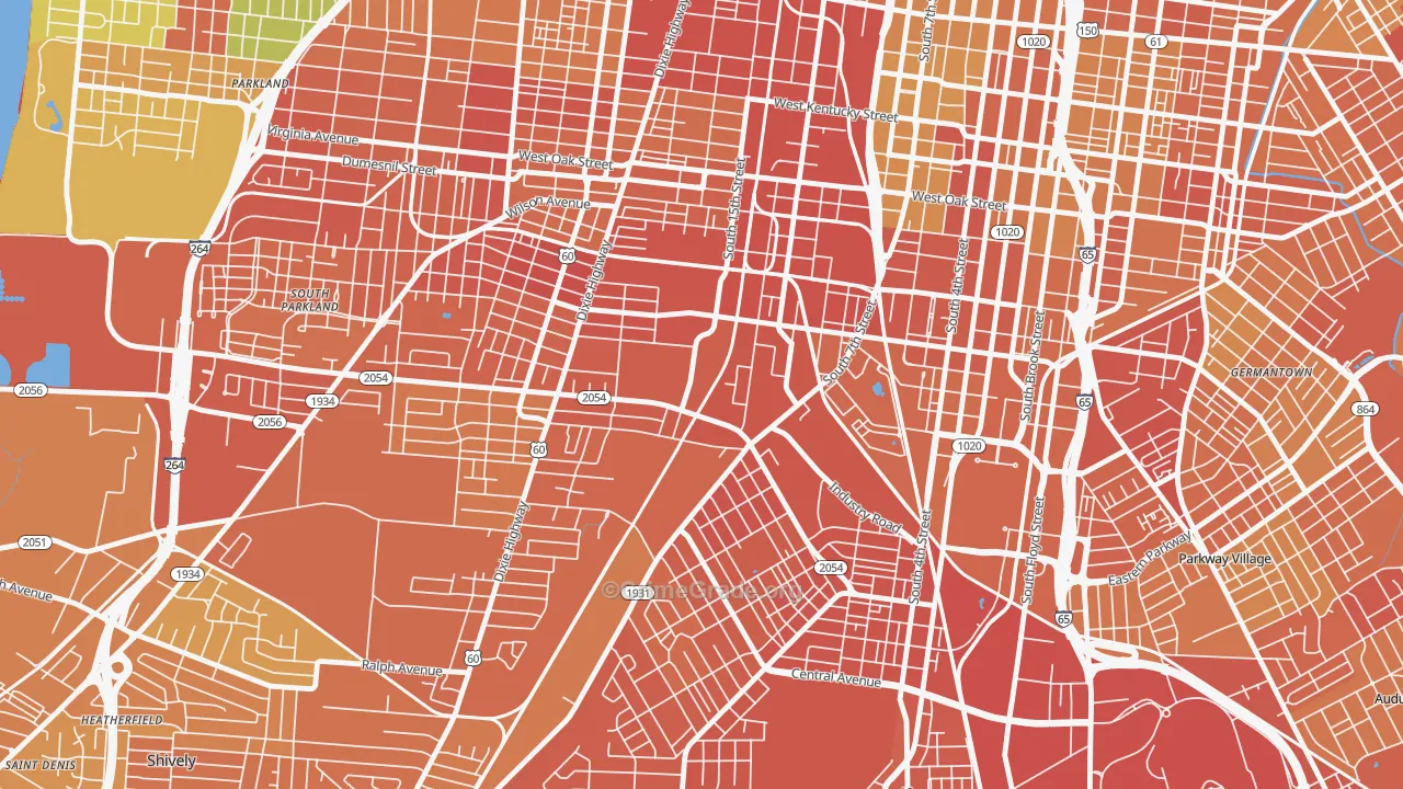 Algonquin, Louisville, KY Map of Drug-Related Crime Rates