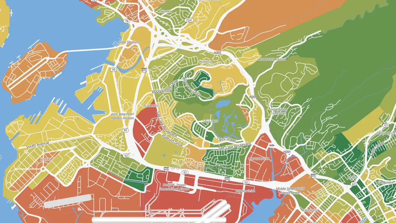 Aliamanu, Honolulu, HI Map of Drug-Related Crime Rates