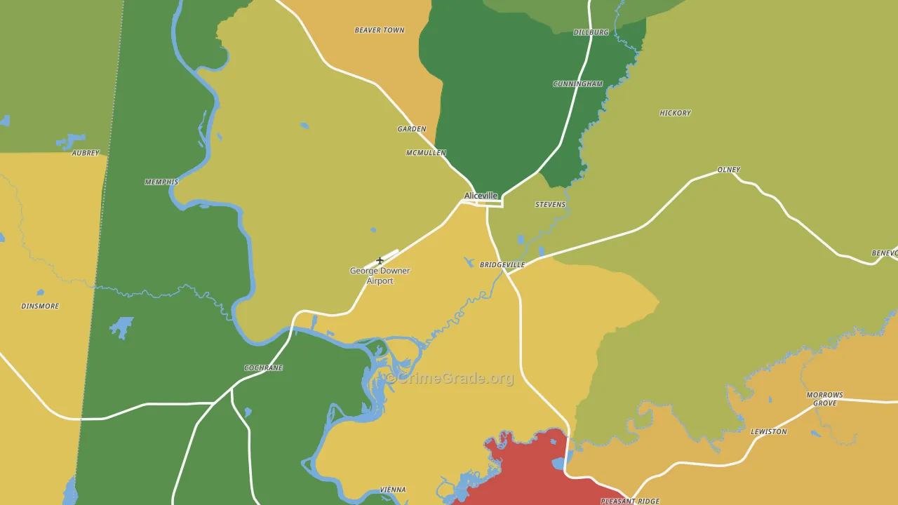 Aliceville, AL Map of Drug-Related Crime Rates