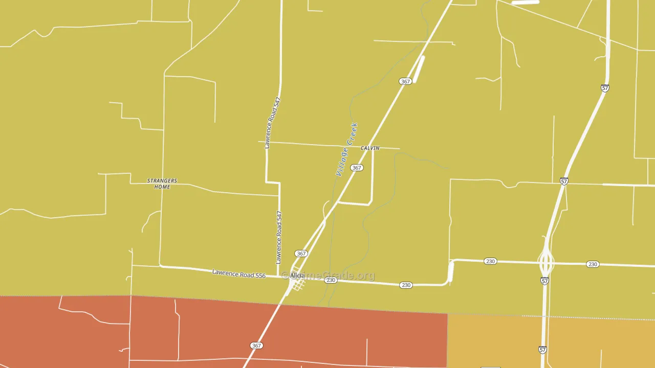 Alicia, AR Map of Drug-Related Crime Rates