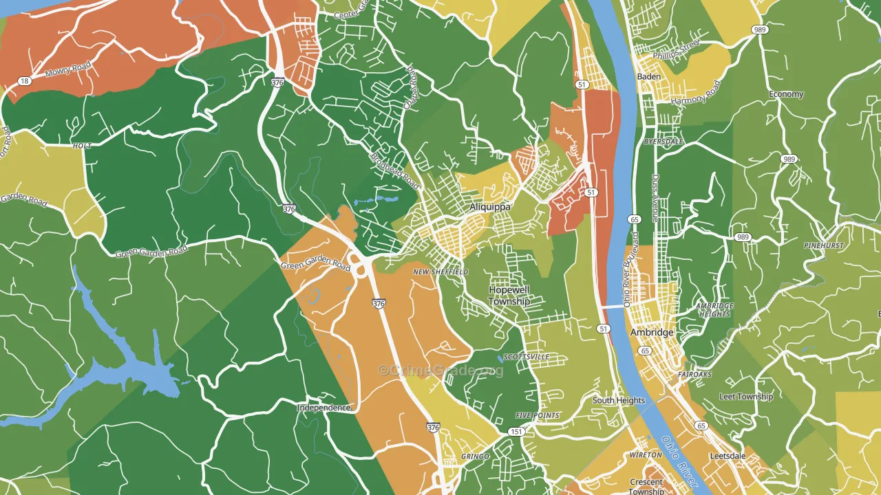 Aliquippa, PA Map of Drug-Related Crime Rates
