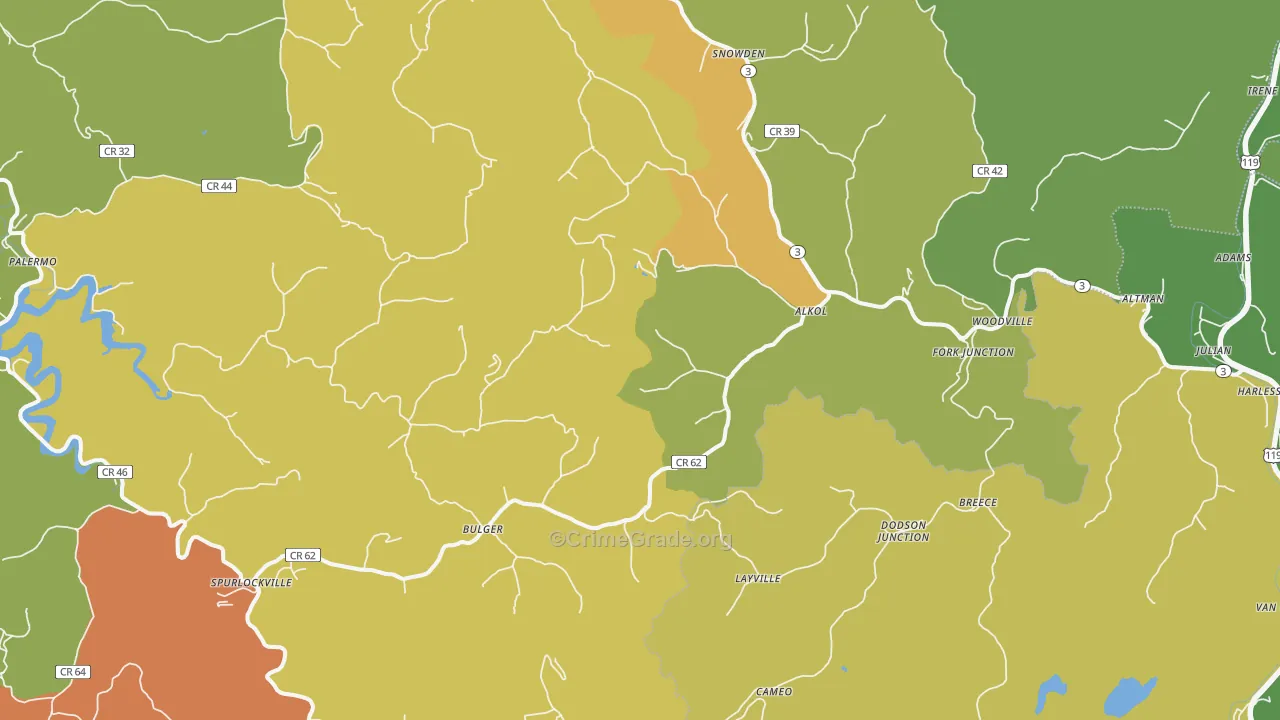 Alkol, WV Map of Drug-Related Crime Rates