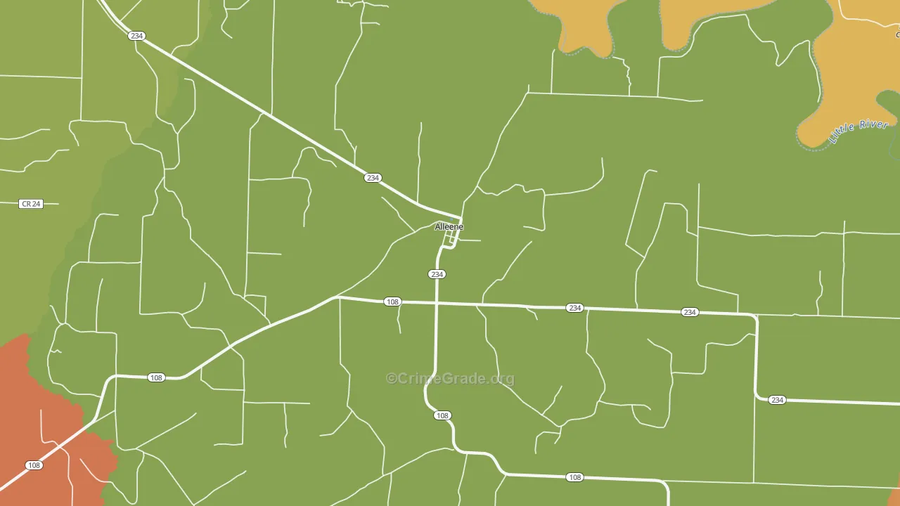 Alleene, AR Map of Drug-Related Crime Rates