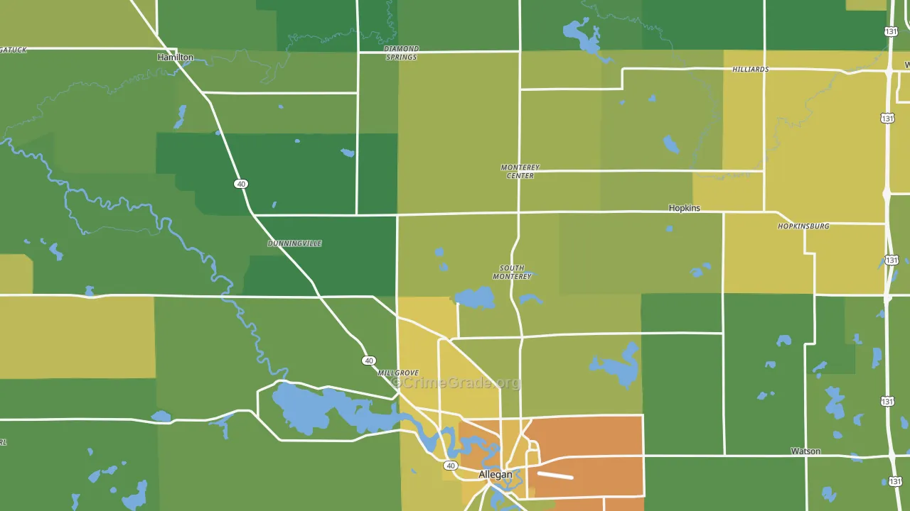 Allegan County, MI Map of Drug-Related Crime Rates