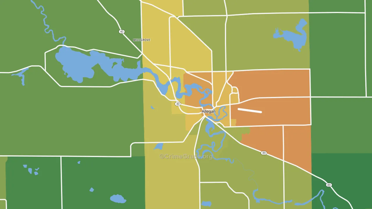 Allegan, MI Map of Drug-Related Crime Rates