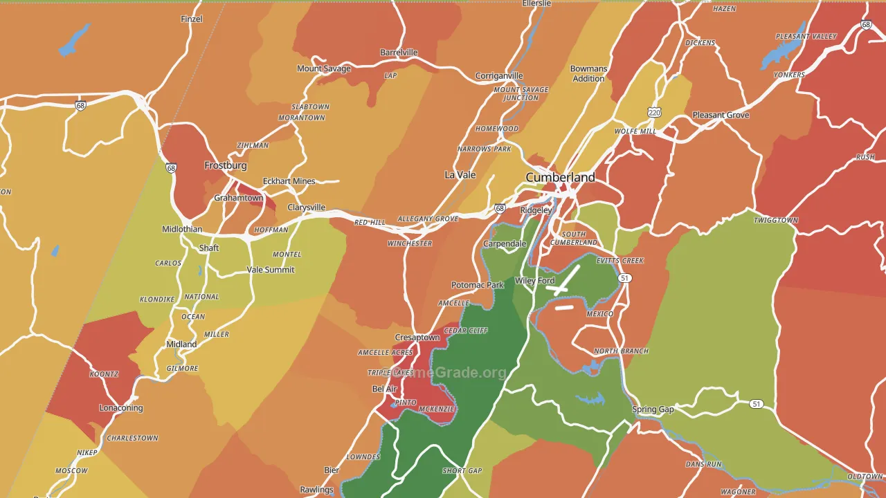 Allegany County, MD Map of Drug-Related Crime Rates