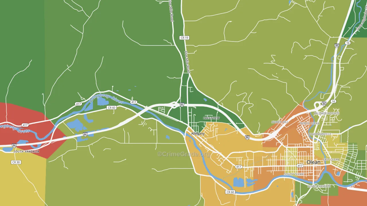 Allegany, NY Map of Drug-Related Crime Rates