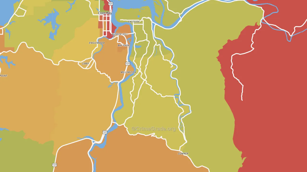 Allegany, OR Map of Drug-Related Crime Rates
