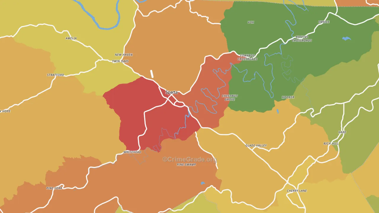 Alleghany County, NC Map of Drug-Related Crime Rates