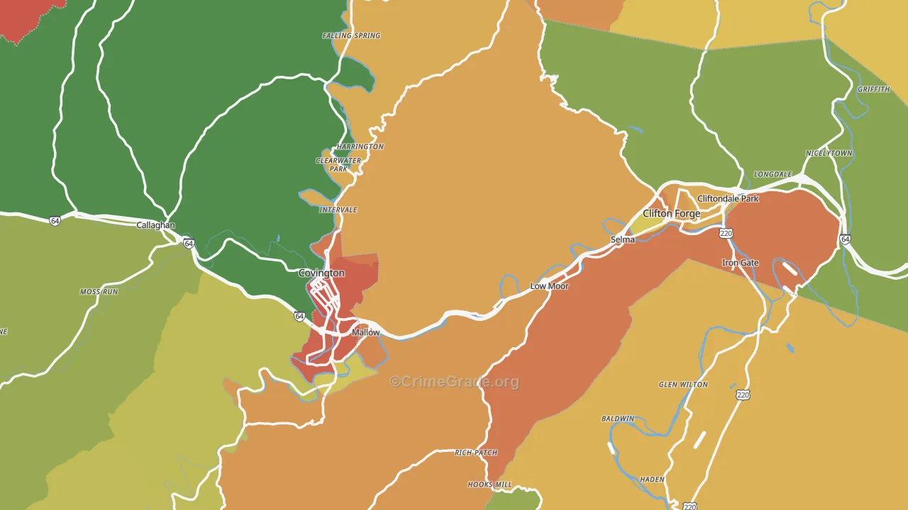 Alleghany County, VA Map of Drug-Related Crime Rates