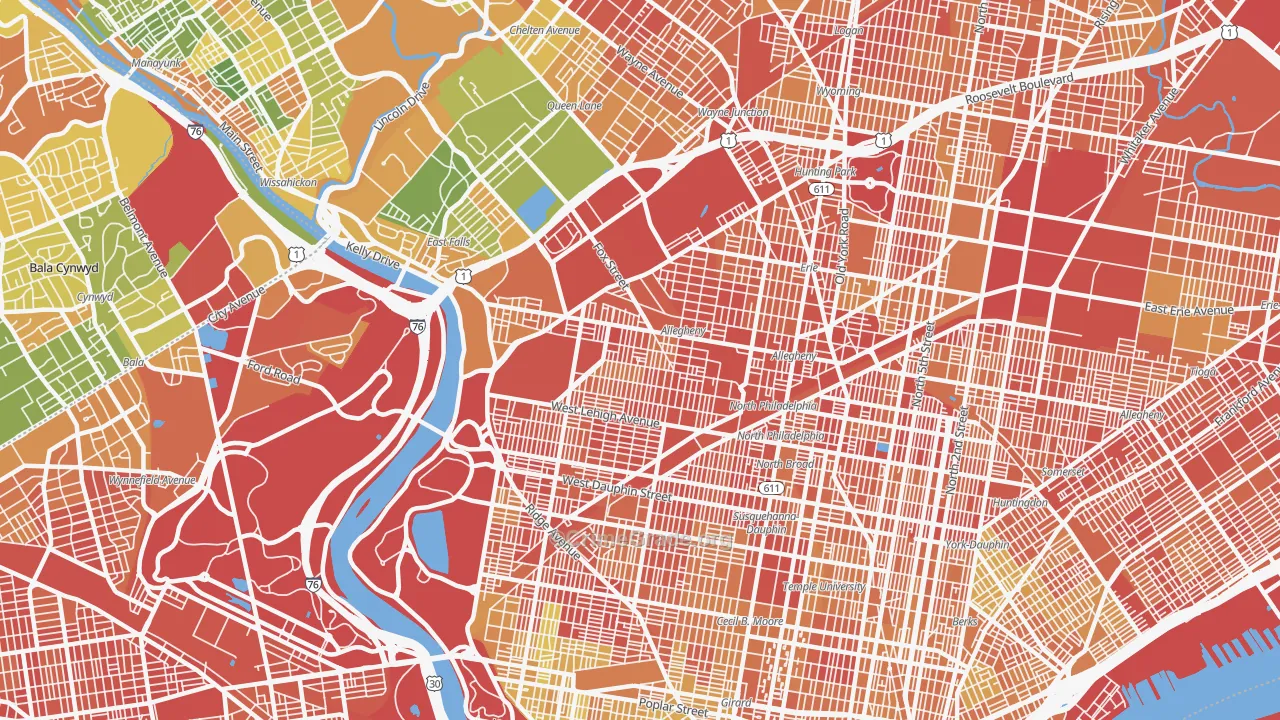Alleghany West, Philadelphia, PA Map of Drug-Related Crime Rates