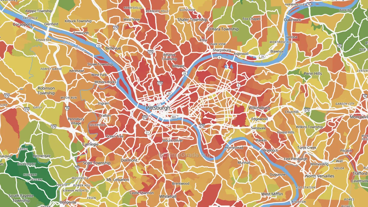 Allegheny County, PA Map of Drug-Related Crime Rates