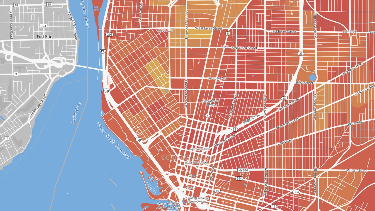 Allen, Buffalo, NY Map of Drug-Related Crime Rates