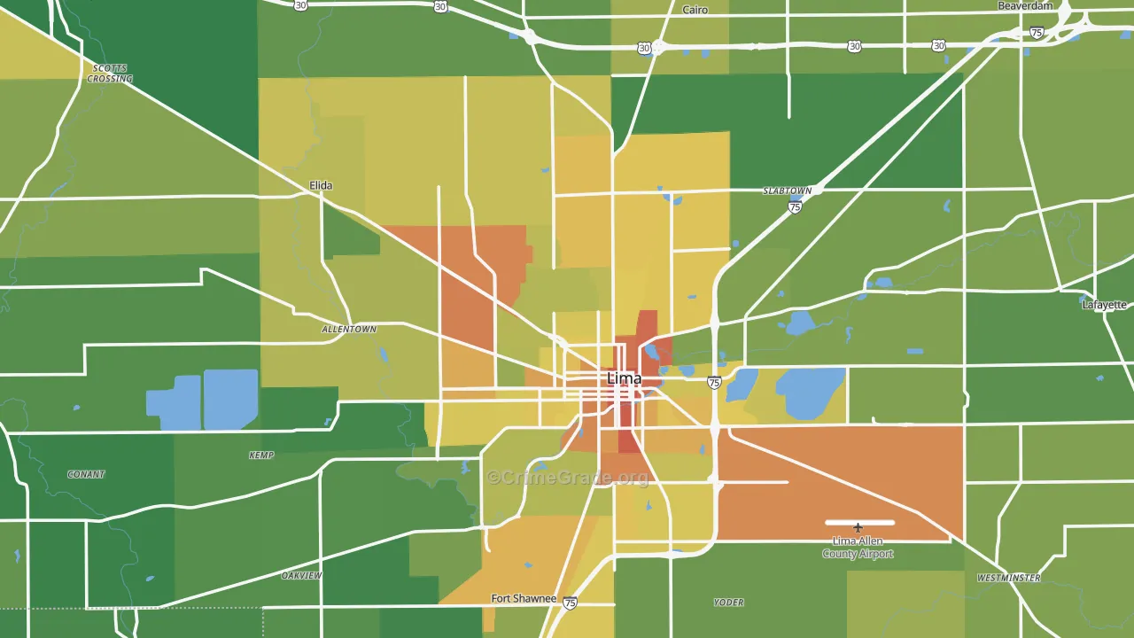 Allen County, OH Map of Drug-Related Crime Rates