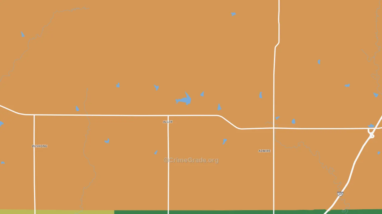 Allen, KS Map of Drug-Related Crime Rates