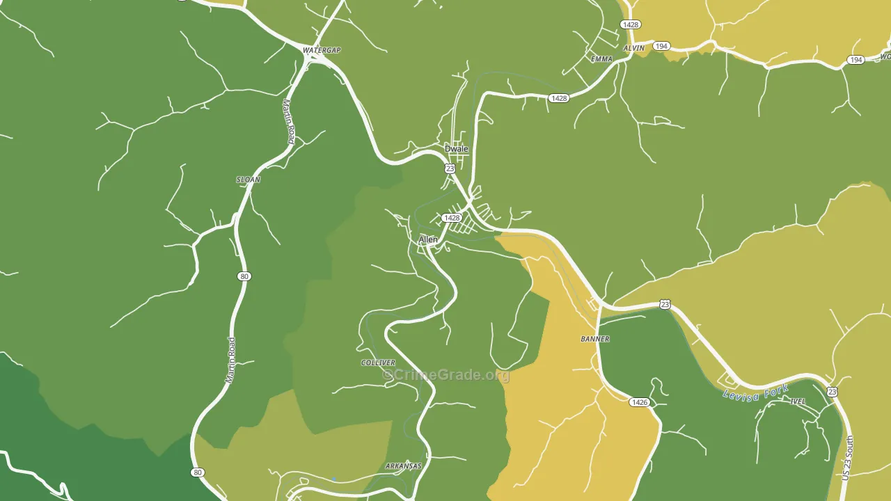 Allen, KY Map of Drug-Related Crime Rates
