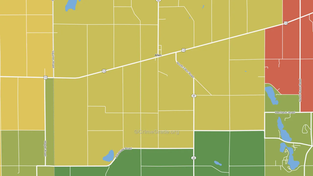 Allen, MI Map of Drug-Related Crime Rates