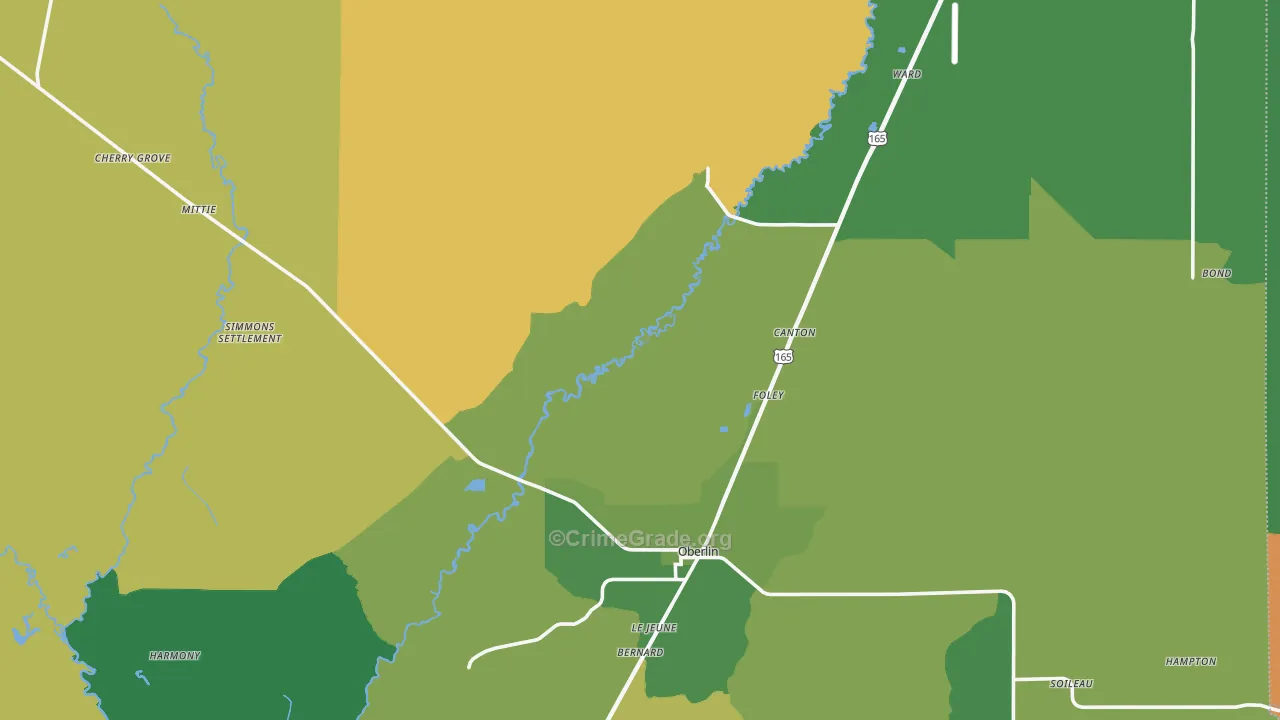 Allen Parish, LA Map of Drug-Related Crime Rates