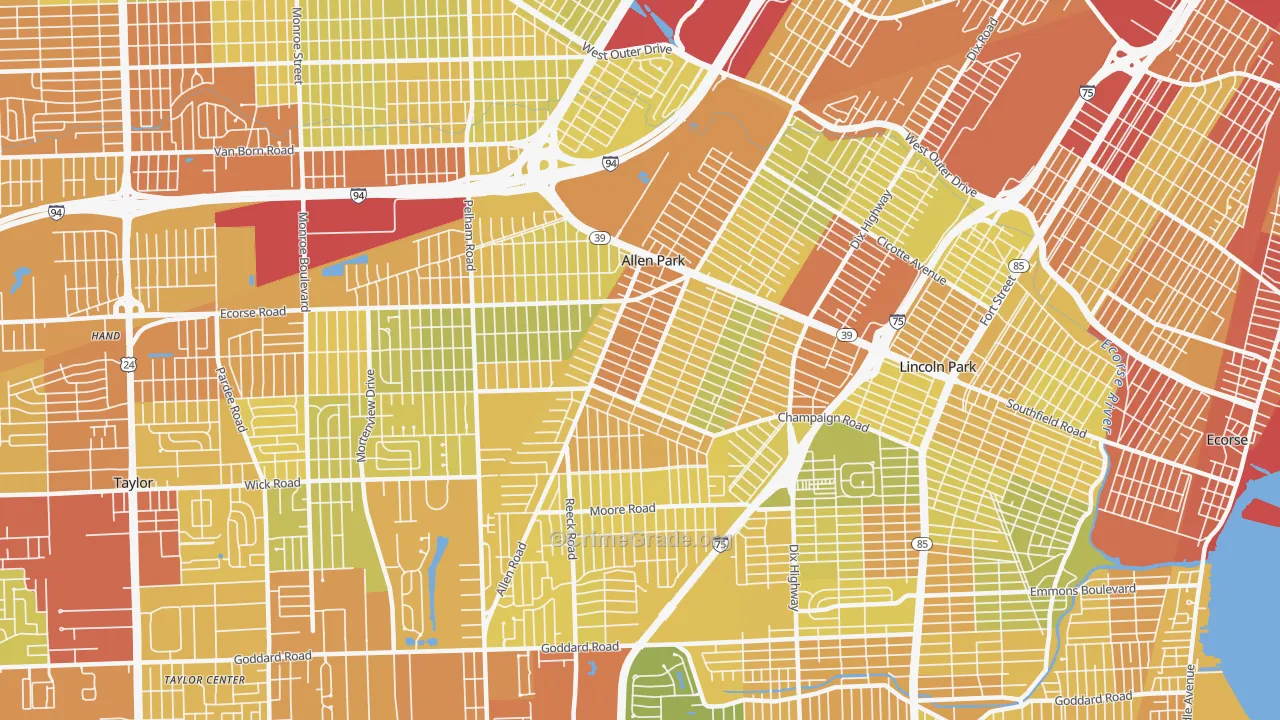 Allen Park, MI Map of Drug-Related Crime Rates