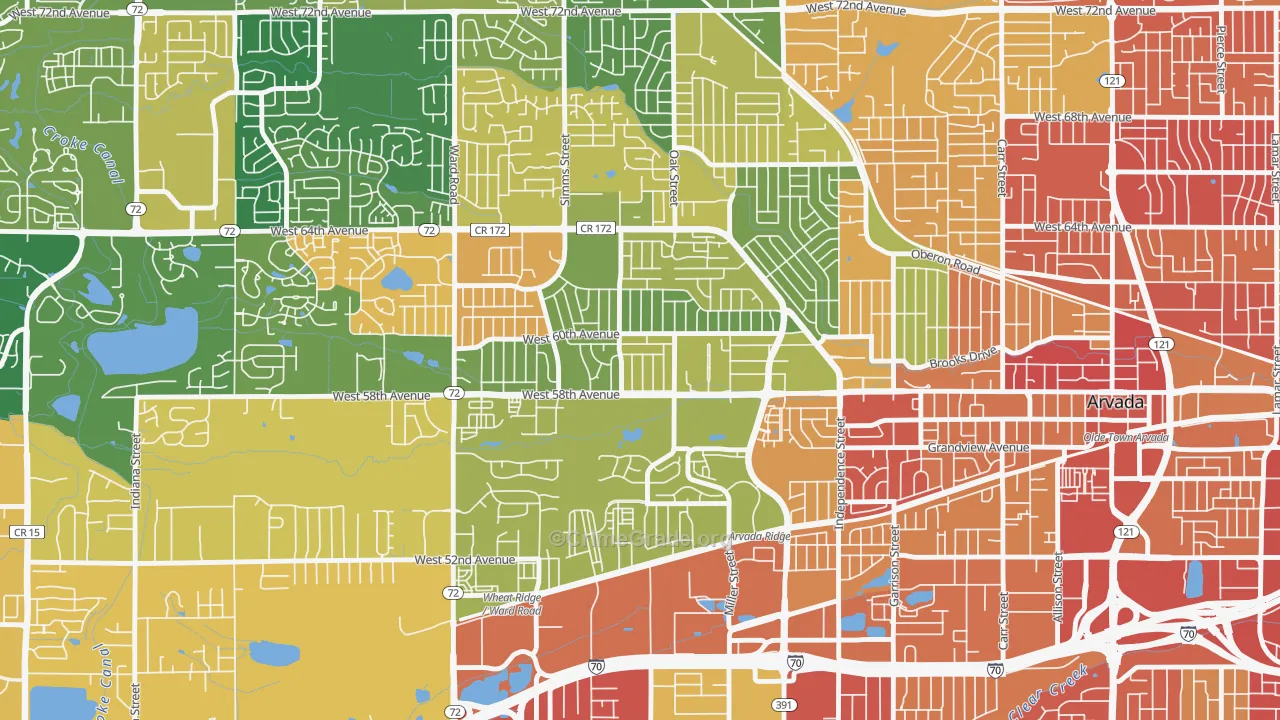 Allendale Area, Arvada, CO Map of Drug-Related Crime Rates