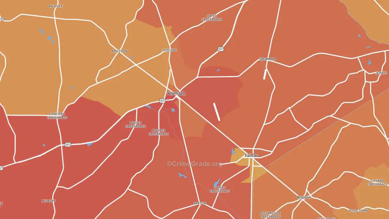 Allendale County, SC Map of Drug-Related Crime Rates