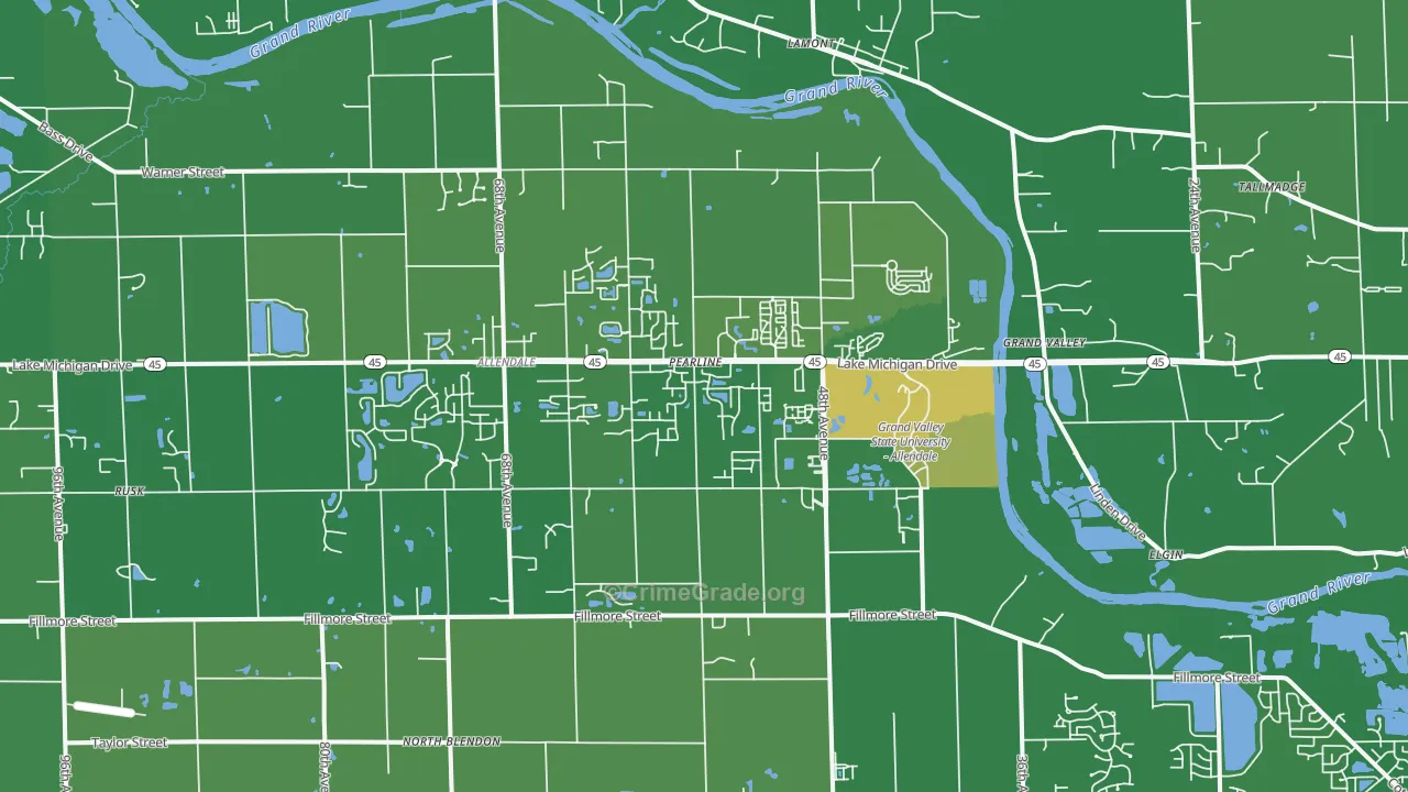 Allendale, MI Map of Drug-Related Crime Rates