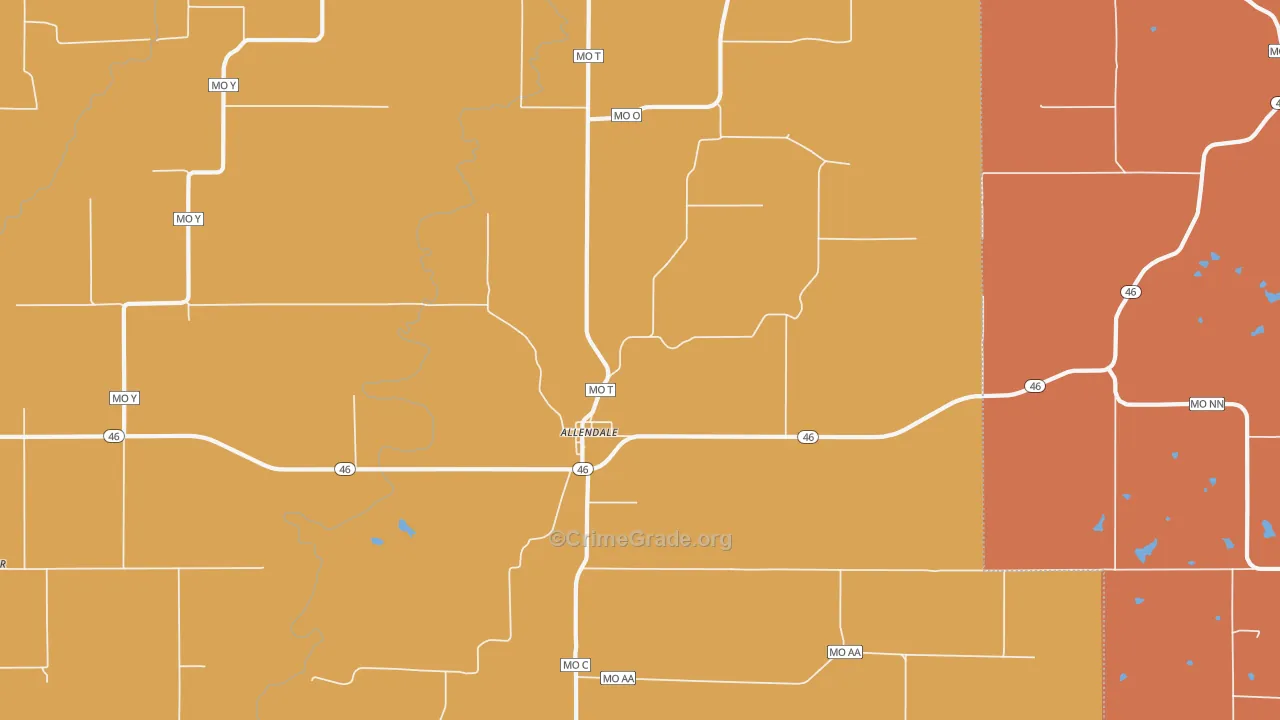 Allendale, MO Map of Drug-Related Crime Rates