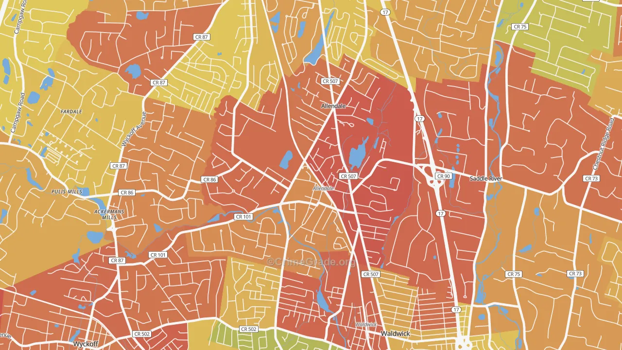 Allendale, NJ Map of Drug-Related Crime Rates