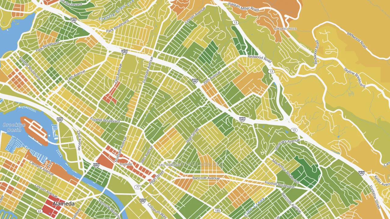 Allendale, Oakland, CA Map of Drug-Related Crime Rates