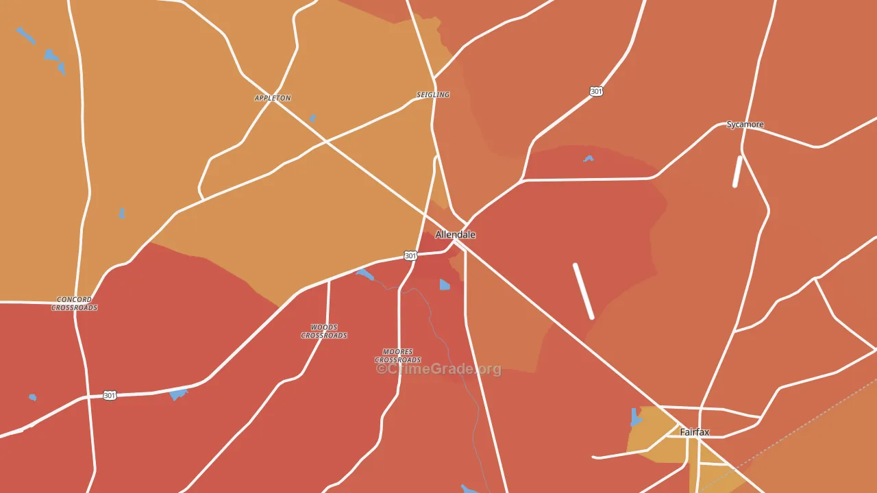 Allendale, SC Map of Drug-Related Crime Rates