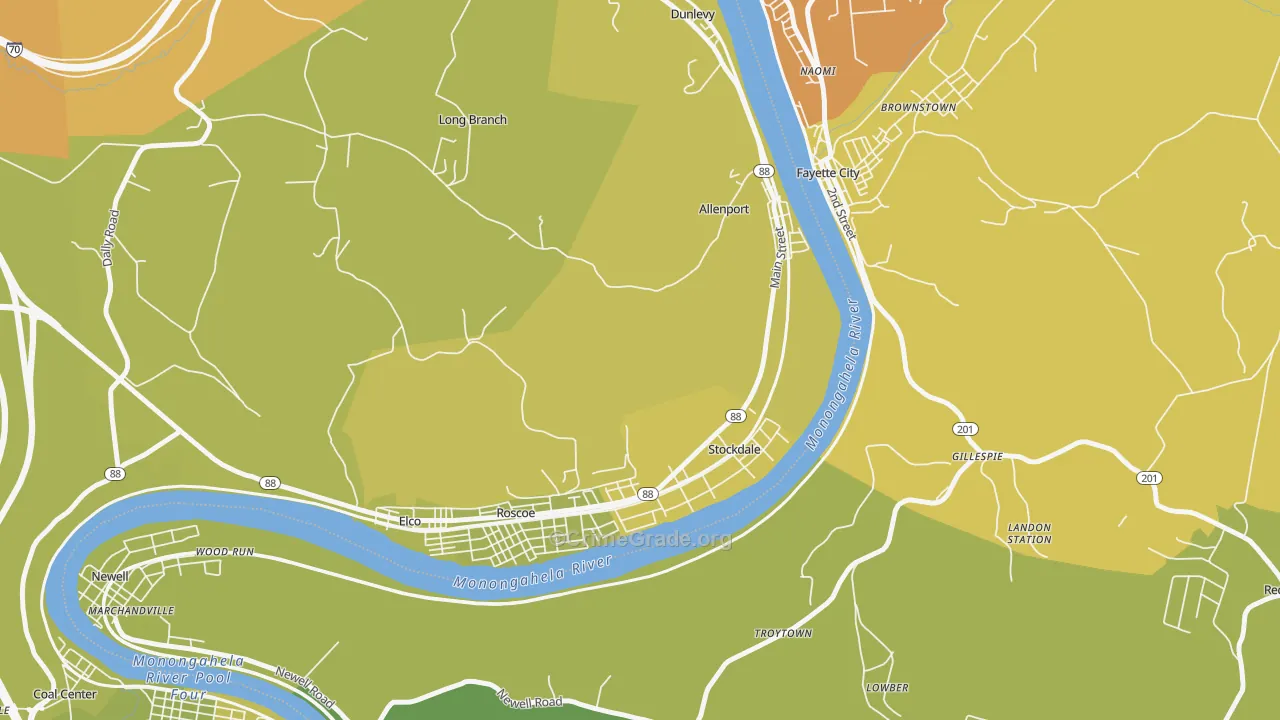 Allenport, PA Map of Drug-Related Crime Rates